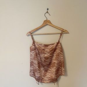 Free People Brown Printed Adjustable Tank Top